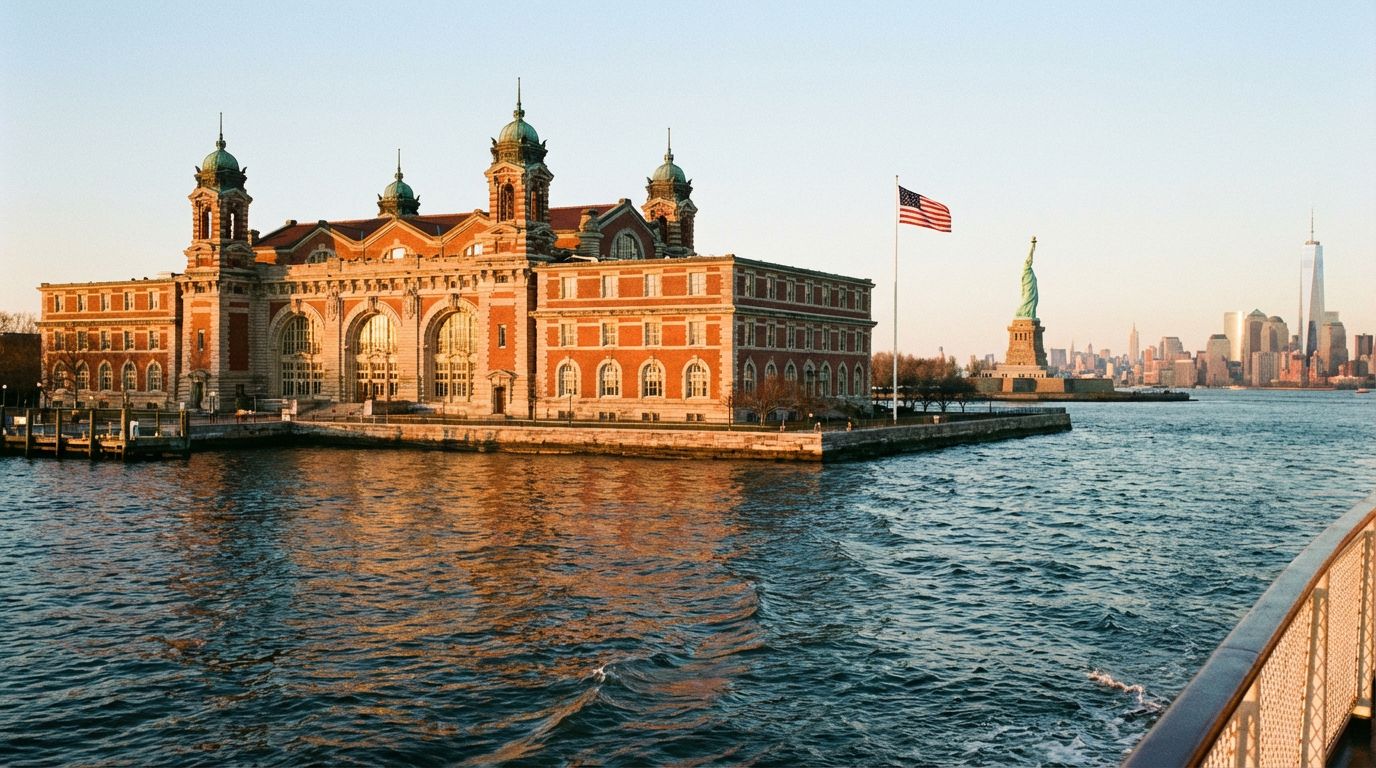 Ellis Island et sa façade en brique rouge