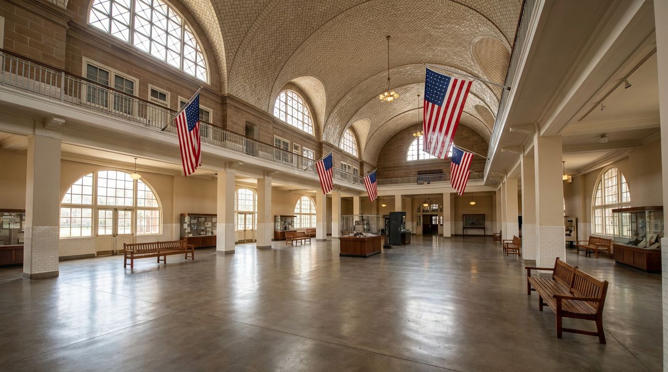 Le grand hall du musée de l'immigration d'Ellis Island