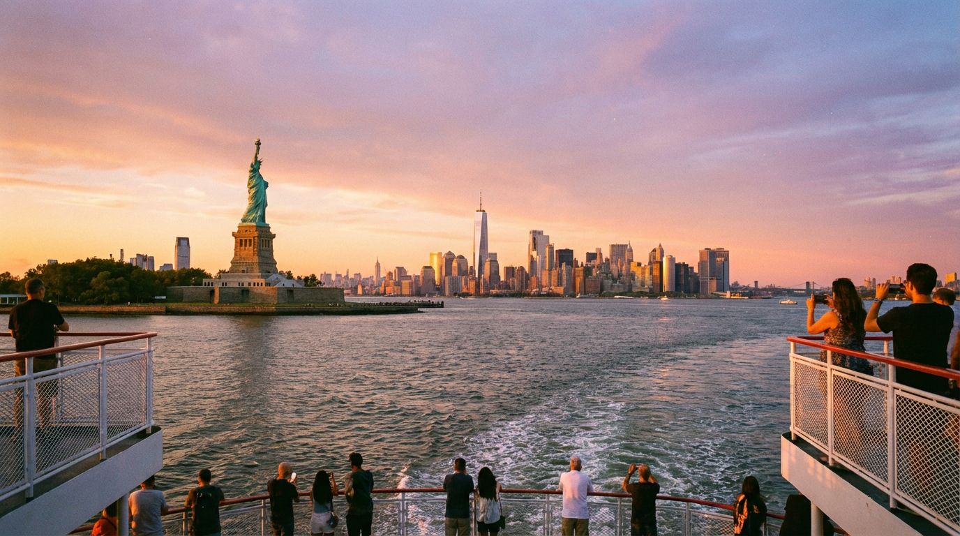 Vue panoramique de Liberty Island et Ellis Island